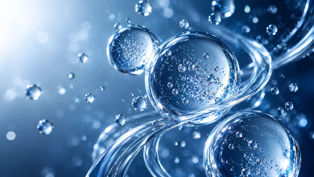 Abstract Water Molecules in Blue Light