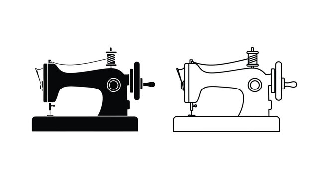 Vintage sewing machine in black and white