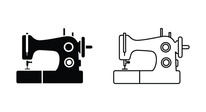 Vintage sewing machine side view set