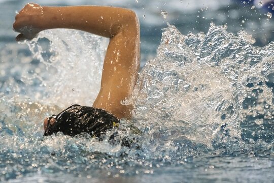 Swimmer, crawl arm pull, Stuttgart, Germany