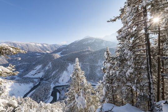 Ruinaulta or Rhine Gorge, winter landscape, Anterior Rhine, Flims, Canton Graub&uuml;nden, Switzerland