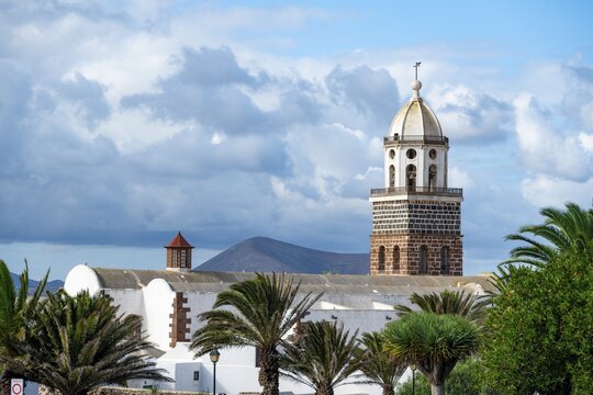Iglesia de Nuestra Se&ntilde;ora de Guadalupe church with church tower, Teguise, Lanzarote, Canary Islands, Spain