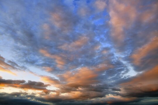 Colourful cloud atmosphere at dusk after sunset