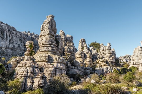 Rock formations of limestone, El Torcal Nature Reserve, Torcal de Antequera, Province of Malaga, Andalusia, Spain
