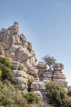 Rock formations of limestone, El Torcal Nature Reserve, Torcal de Antequera, Province of Malaga, Andalusia, Spain
