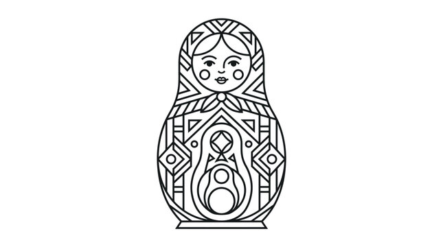 Traditional Russian Matryoshka Nesting Doll with Intricate Folk Art Patterns on isolated white background.
