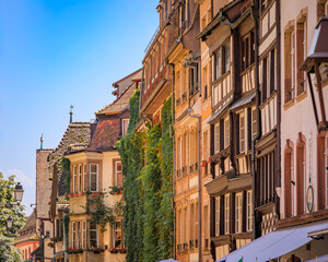 Obraz premium Ornate half timbered houses on historic Grande Ile in Strasbourg, Alsace, France