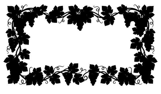 Grapes frame vector illustration decorative vineyard border isolated on white