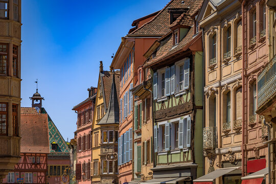 Half timbered houses by canals of Petite Venise district of Colmar, France