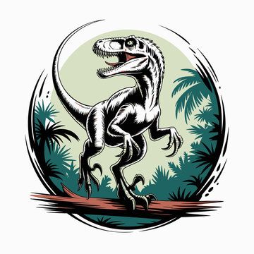 Dinosaur standing on two legs roaring.