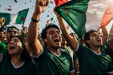 Obraz premium Mexican Fans Celebrating Victory