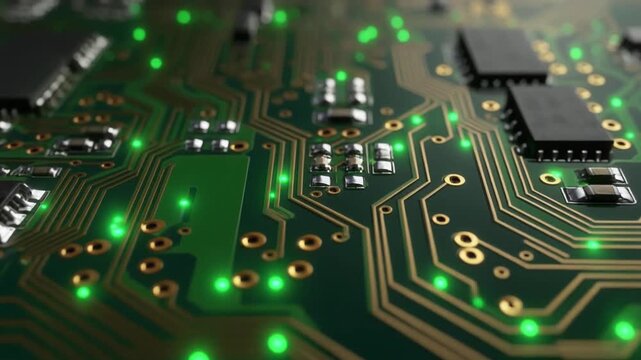 Printed Circuit Board PCB Surface Technical Macro Cinematic Technology Background Video