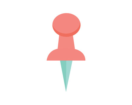 Red thumbtack icon, push pin button, simple vector illustration