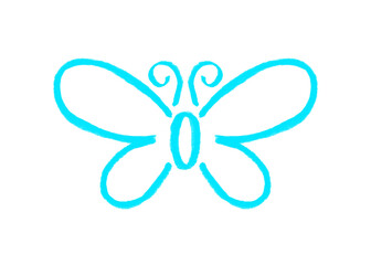 Fototapeta premium A simple blue butterfly logo on a white background