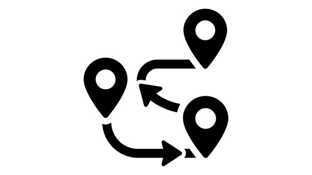 Connected locations icon for route planning, navigation, and linked destinations, isolated on white background