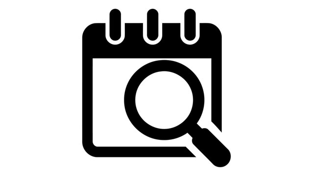 Search calendar event icon represents event discovery, schedule lookup, and calendar search functionality