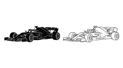 Fototapeta premium formula one race car silhouettes on a white background