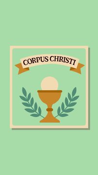 Religious footage featuring a Corpus Christi chalice with holy communion symbol and decorative leaves. Ideal for church events, Christian worship, spiritual celebrations, and faith content.
