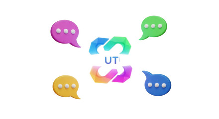 Obraz premium Vibrant Speech Bubbles with 'UT!' Logo