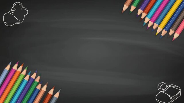 Creative Education Background with Colored Pencils and Line Art Doodle