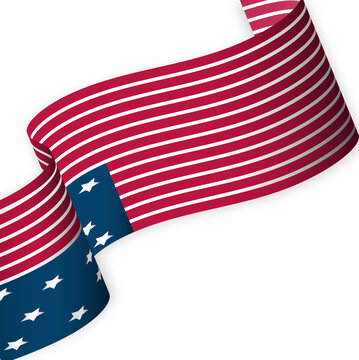 Waving American flag isolated on png background, Waving Flag of the United States of America. Graphic template for USA
