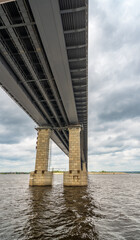 Fototapeta premium The large Zaimishchensky automobile bridge across the Volga River near Kazan, Russia