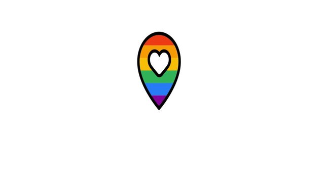LGBTQ+ Pride Location Marker with Heart Icon for Navigation and Community Spaces