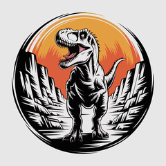 Tyrannosaurus Rex Dinosaur Illustration Closeup. © Gakih