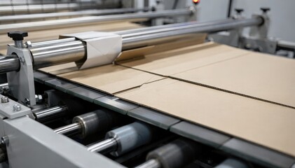 Medium shot of a machine precisely creasing light board cartons ensuring smooth fold lines for easy and clean packaging assembly in automated production.