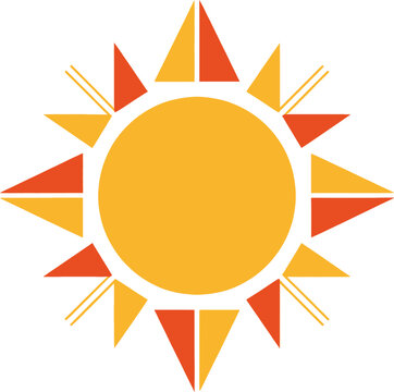A stylized sun icon with alternating orange and yellow triangular rays, representing warmth and light.