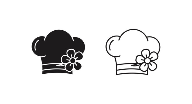 Chef hat with flower set cooking kitchen