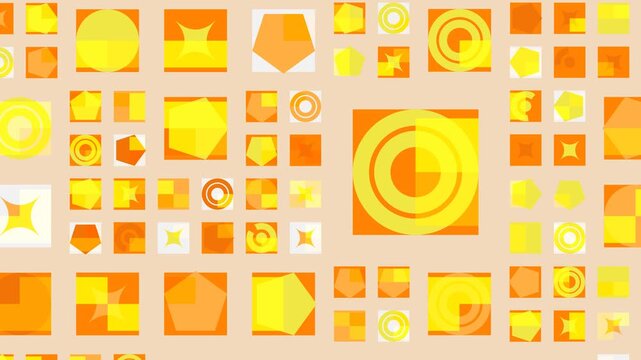 Vibrant Geometric Grid Motion with Warm Orange and Yellow Shapes