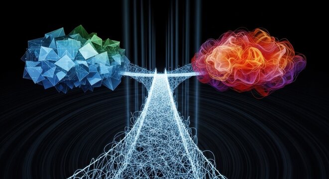 Abstract Digital Data Flow Between Two Clouds