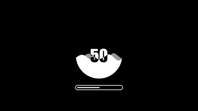 Modern digital loading bar animation showing progress from 1 to 100 percent with glowing red neon style on a dark background. Perfect for technology, user interface, app startup, software update, gami