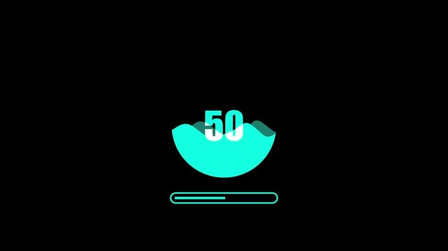 Modern digital loading bar animation showing progress from 1 to 100 percent with glowing red neon style on a dark background. Perfect for technology, user interface, app startup, software update, gami