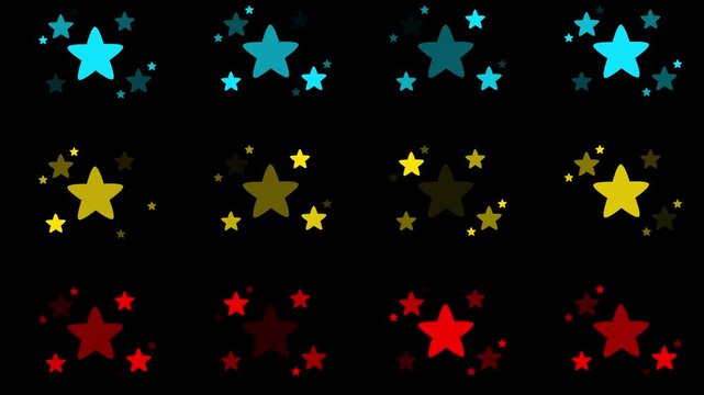 A vibrant  star pattern on a dark background, creating a dreamy and eye-catching neon aesthetic. This abstract starry design is perfect for backgrounds, wallpapers, social media graphics, 