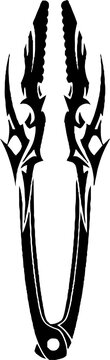 Tribal style silhouette of barbecue tongs