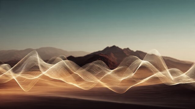 Abstract Wave Over Mountain Landscape