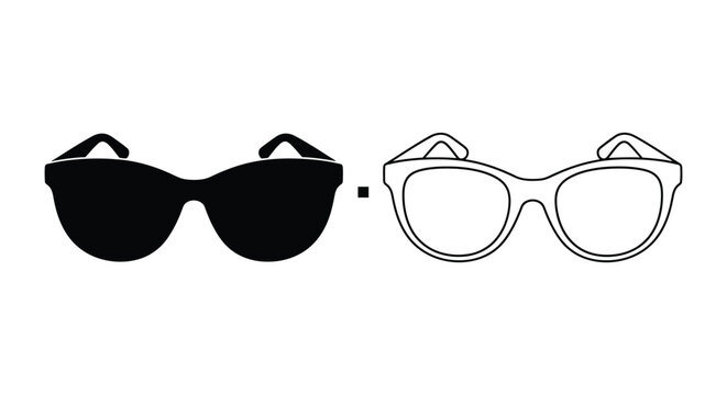 Black and white of eyeglasses set eyewear