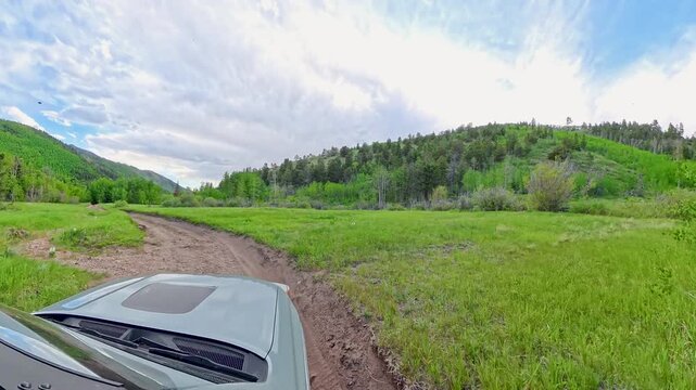Driving Back to Camp Through Colorado Mountains