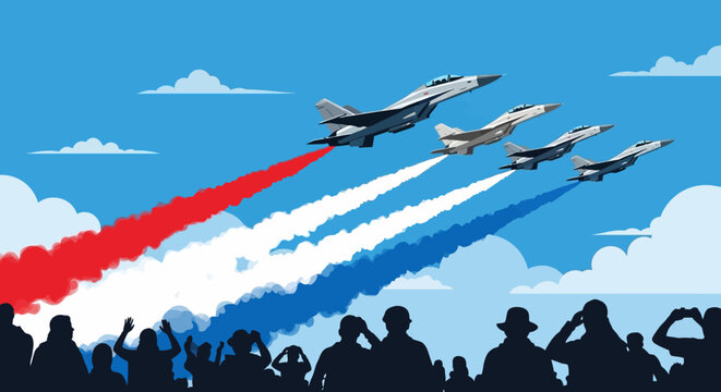 Air Force Jets Fly Over Crowd, Emitting Red, White, Blue Smoke