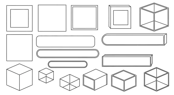 Geometric shapes and forms in a minimalist line art style.