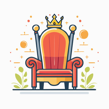 Illustration of a Royal Throne with a Crown