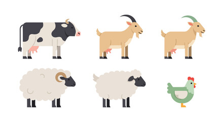 Obraz premium Farm Animals Collection Illustration.