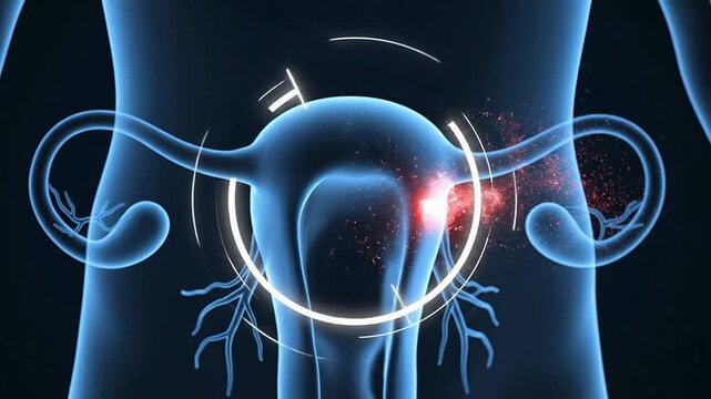 Detailed 3D Visualization of Maternal Hemorrhage Warning Concept in Female Reproductive System with Emphasis on Blood Vessels and Warning Indicators for Educational Use