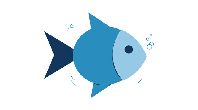 Blue Fish Swimming Water.
