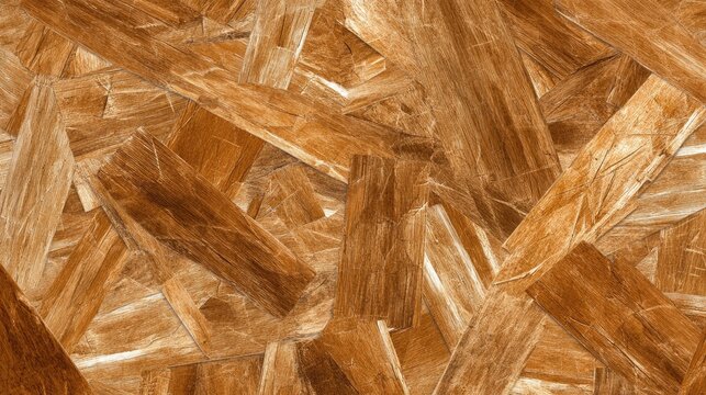 Abstract Oriented Strand Board Texture: Golden Wood Chips Pattern Background