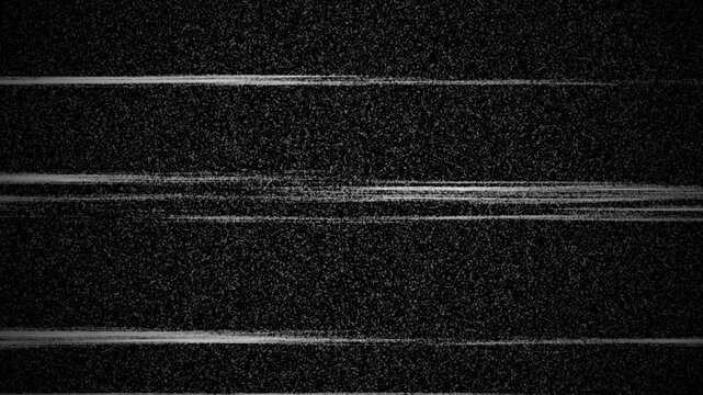Television turn on-off  sequence with static on display screen. Suitable for video transitions, horror themes, technology presentations, and media projects.