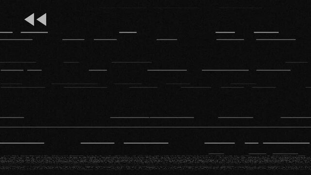Retro VHS Glitch Background with Rewind Icon and Analog Static Effects 4k video