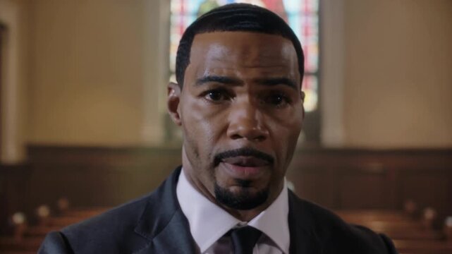 Preacher preaching at a church